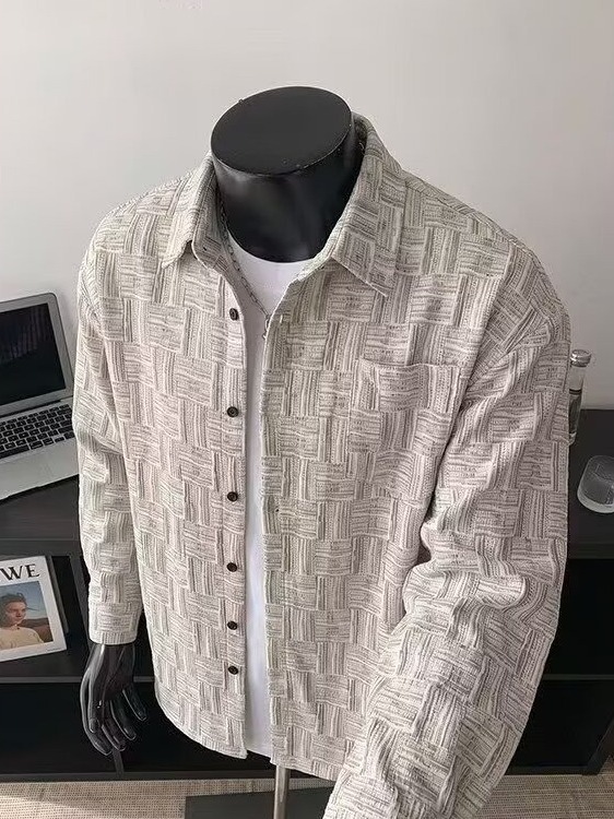 Corduroy Button Up Shirt Men - Camisa Casual Holgada de Manga Larga