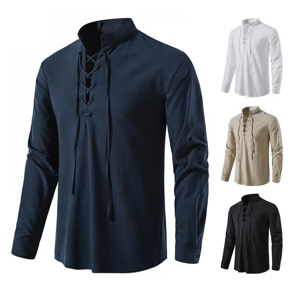 Vintage Cosplay Medieval hombr - Medieval Gothic Lace Up Pirate Shirt reseña y precio