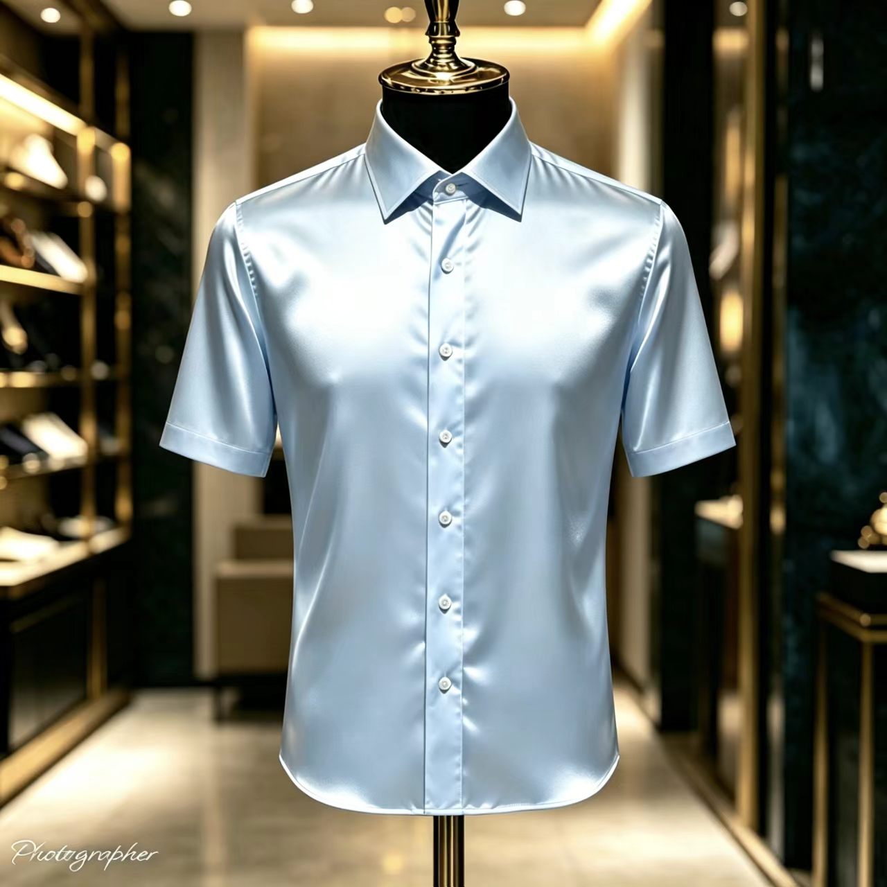 Men's Solid Color Satin Short- - Mens Satin Silk Dress Shirt reseña y precio