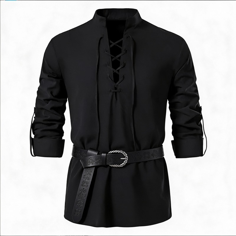 Camisa de hombre con cordones, - Medieval Gothic Lace Up Pirate Shirt reseña y precio
