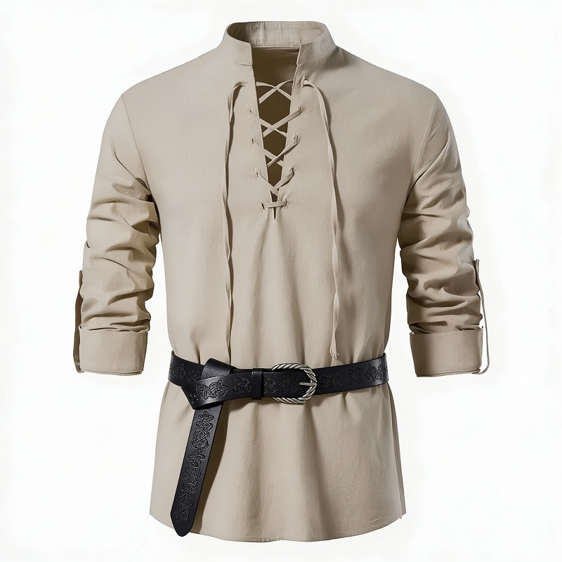 Camisa de hombre con cordones, - Medieval Gothic Lace Up Pirate Shirt reseña y precio