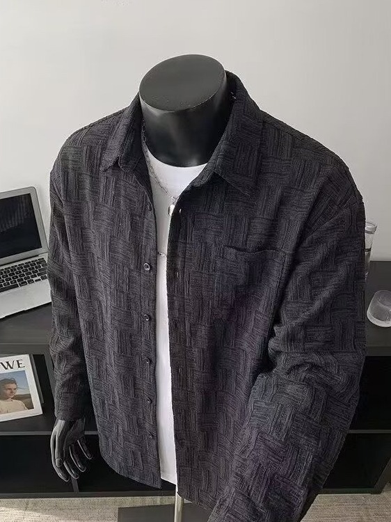 Camisa Casual Holgada de Manga - Corduroy Button Up Shirt Men reseña y precio