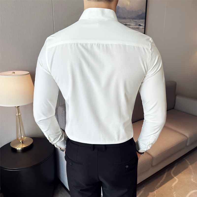 Camisas de vestir para hombre, - Mandarin Collar Formal Shirt Slim Fit reseña y precio